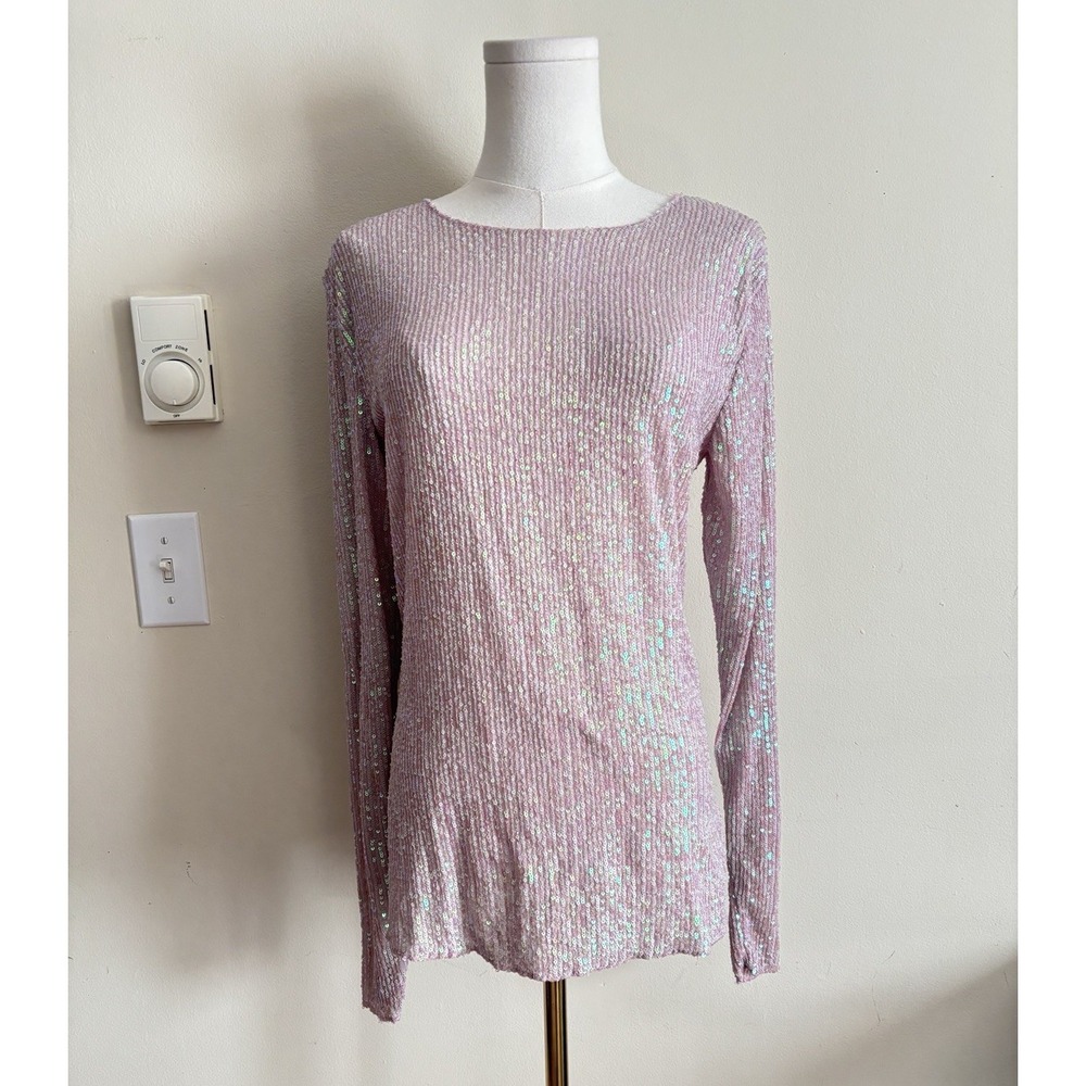 Intimately Free People Medium Gold Rush Sequin Top Pink Champagne Party Festival